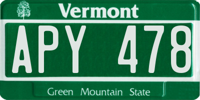 VT license plate APY478