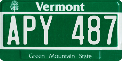 VT license plate APY487