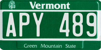 VT license plate APY489
