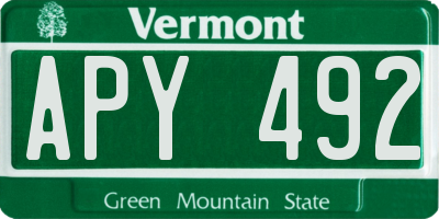 VT license plate APY492