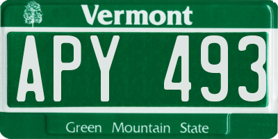 VT license plate APY493
