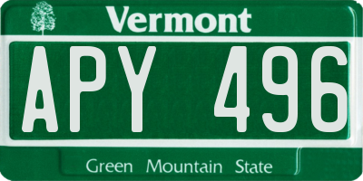 VT license plate APY496
