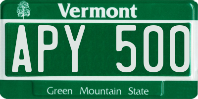 VT license plate APY500