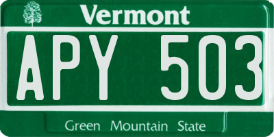VT license plate APY503