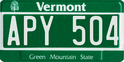 VT license plate APY504