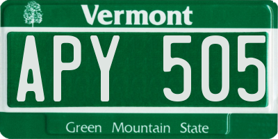 VT license plate APY505