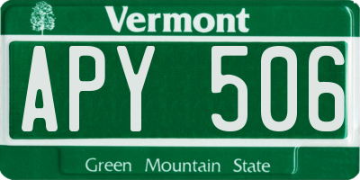 VT license plate APY506