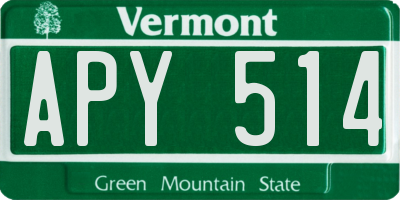 VT license plate APY514