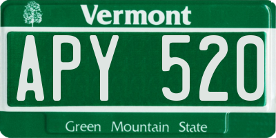 VT license plate APY520