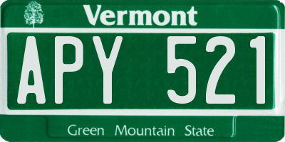 VT license plate APY521