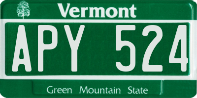 VT license plate APY524