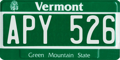 VT license plate APY526