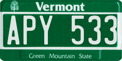 VT license plate APY533