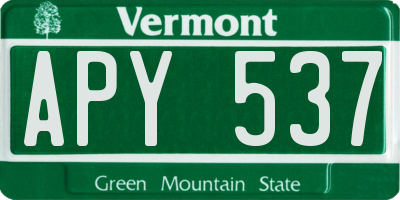 VT license plate APY537