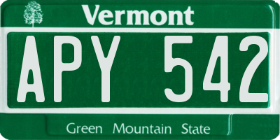 VT license plate APY542