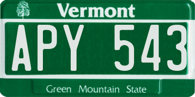 VT license plate APY543