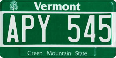 VT license plate APY545