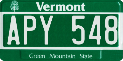 VT license plate APY548