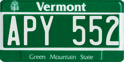 VT license plate APY552