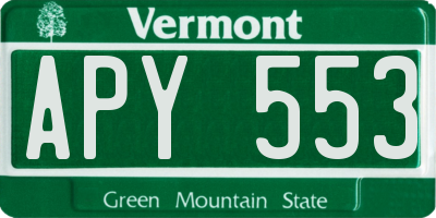 VT license plate APY553