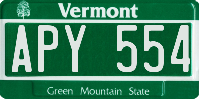VT license plate APY554