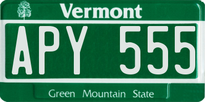 VT license plate APY555