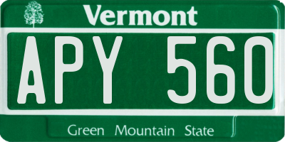 VT license plate APY560