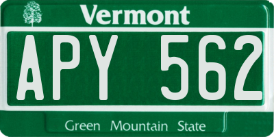 VT license plate APY562