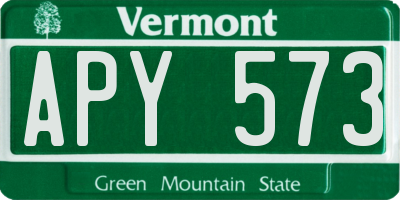 VT license plate APY573