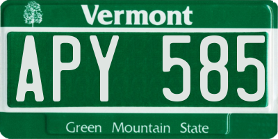 VT license plate APY585