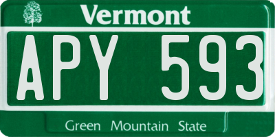 VT license plate APY593