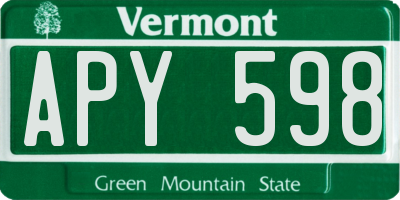 VT license plate APY598