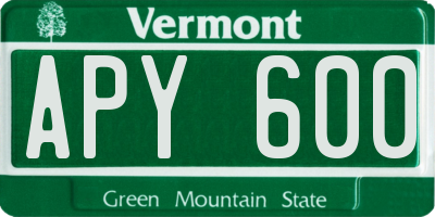 VT license plate APY600