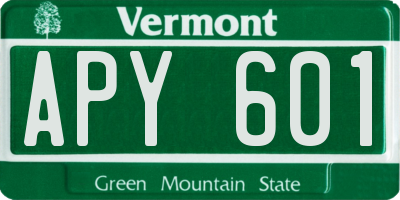 VT license plate APY601