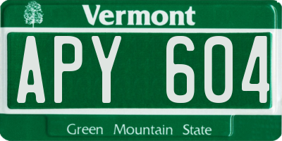 VT license plate APY604
