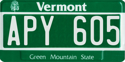 VT license plate APY605