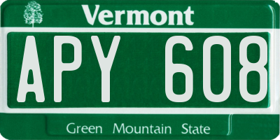 VT license plate APY608
