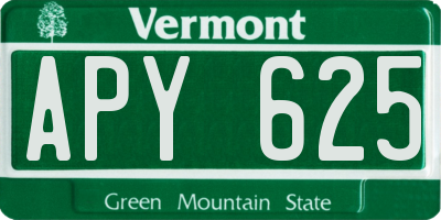 VT license plate APY625
