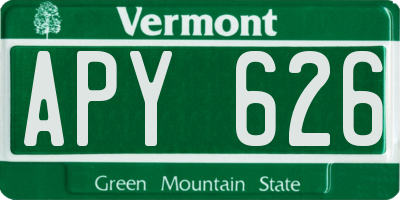 VT license plate APY626