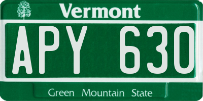 VT license plate APY630