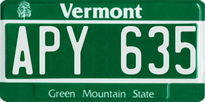 VT license plate APY635