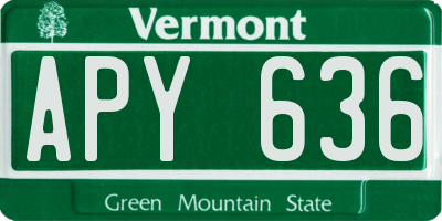 VT license plate APY636