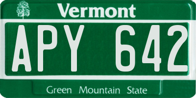 VT license plate APY642