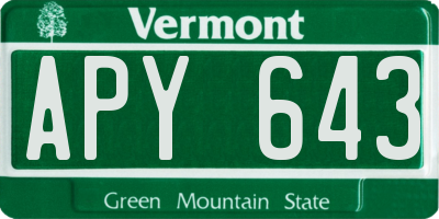 VT license plate APY643
