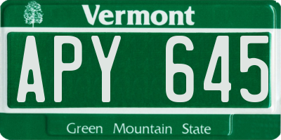 VT license plate APY645
