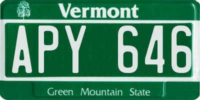 VT license plate APY646