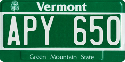 VT license plate APY650