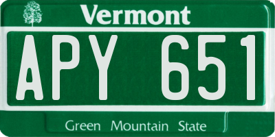 VT license plate APY651