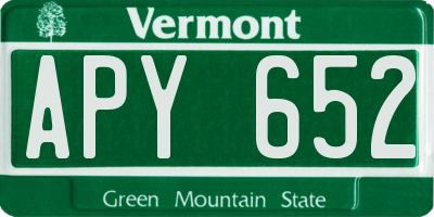 VT license plate APY652