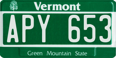 VT license plate APY653